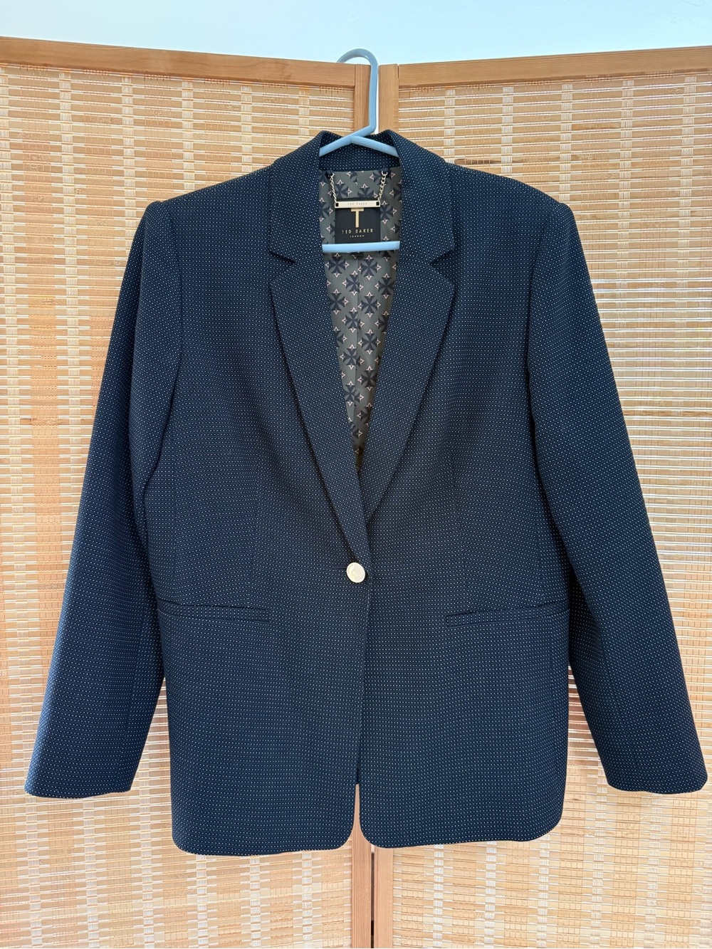 Ted Baker London Navy Textured One-Button Blazer